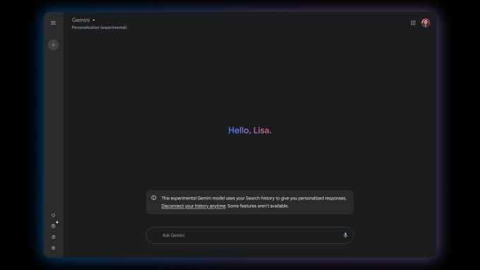 Google Gemini with personalization